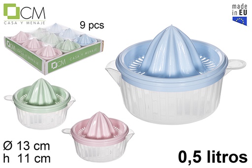 [113527] Fruit juicer round design pastel colors lid 0.5 l.