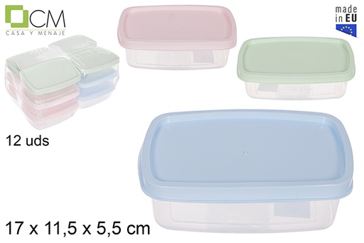 [114398] Lancheira retangular com tampa em tons pastel 17x11 cm