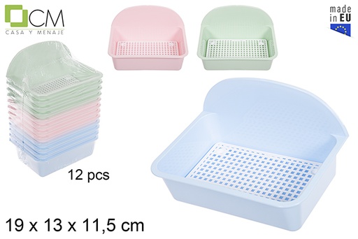 [114506] Estropajero plástico rectangular con escurridor colores pastel