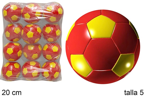 [112044] Balón hinchado futbol rojo/amarillo talla 5