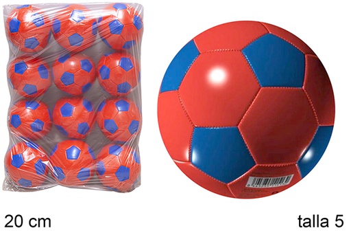 [112022] Ballon de football en cuir rouge/bleu Taille 5