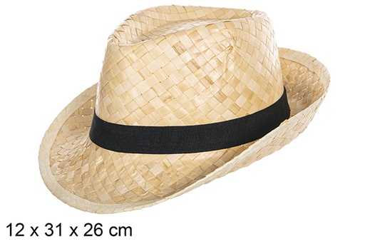 [112308] Chapeau en paille Borsalino blanc avec ruban noir