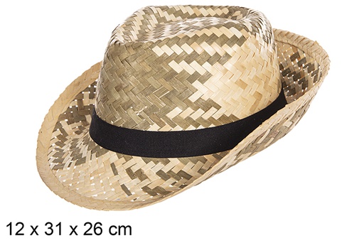 [112310] Two-tone Borsalino straw hat with black ribbon