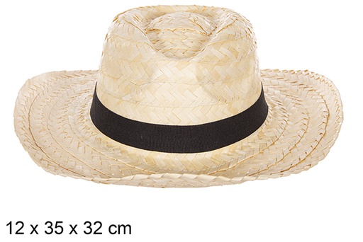 [112314] Basic white straw hat with black ribbon