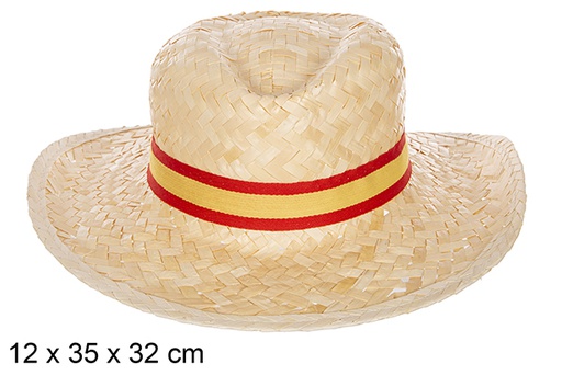 [112322] Basic white straw hat with ribbon Spain