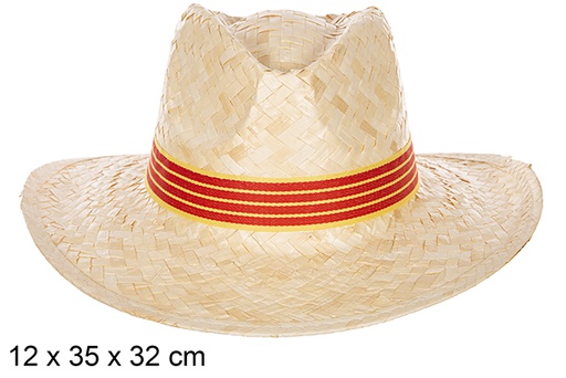 [112326] Sombrero paja Basic blanco con cinta Cataluña