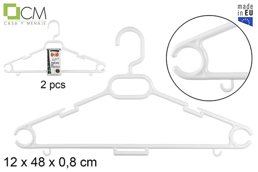 [112133] Pack 2 super white plastic hangers