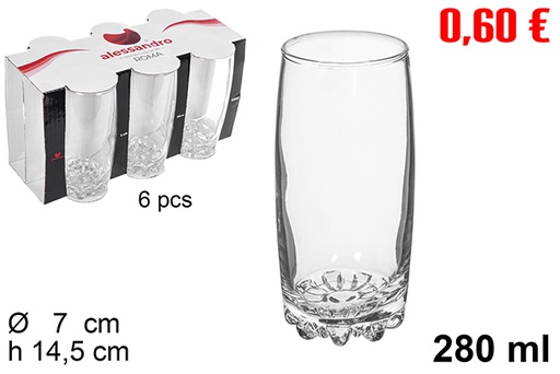 [112097] Pack 6 vaso cristal agua Roma 280 ml