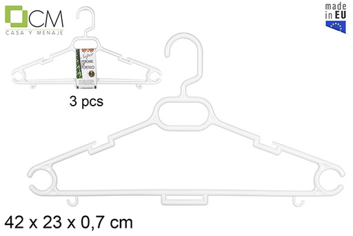 [112294] Pack 3 super white plastic hangers