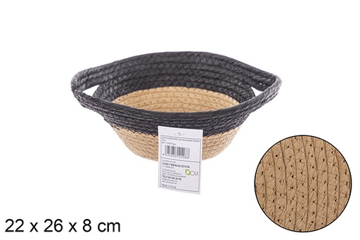 [112428] Cesta cuerda papel natural/negro con asa 22cm