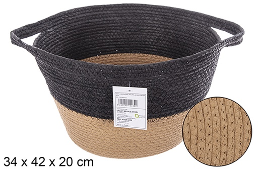 [112439] Cesto de papel natural/preto com cabide 34 cm