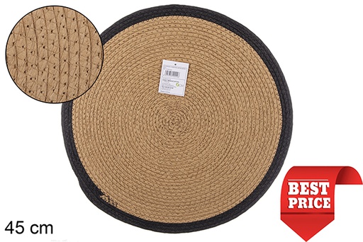 [112444] Sottopentola in corda di carta naturale/nera 45 cm