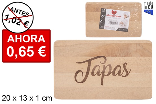 [112526] Tabla madera rectangular decorada Tapas 20x13 cm
