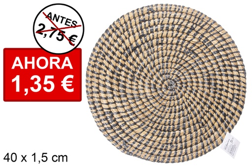 [111857] Sottopentola mais rotondo cucito in plastica nera 40 cm