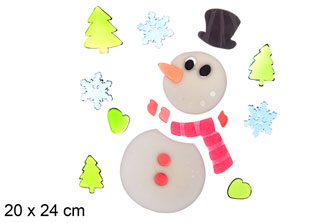 [114425] Sticker gel sapin bonhomme de neige à décorer 20x24 cm