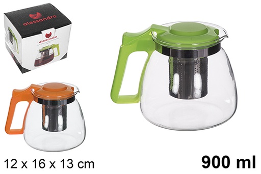 [113014] Coffee/tea jug with filter assorted colors 900 ml