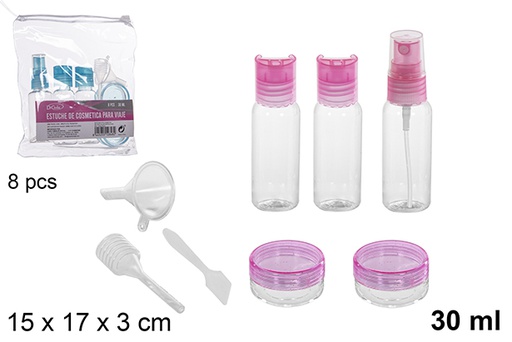 [112848] Estuche 8 piezas cosmética de viaje color surtido 30 ml
