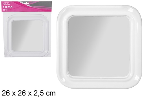 [113585] Espejo cuadrado blanco 26 cm