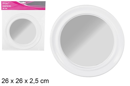 [113589] MIROIR ROND BLANC 26CM