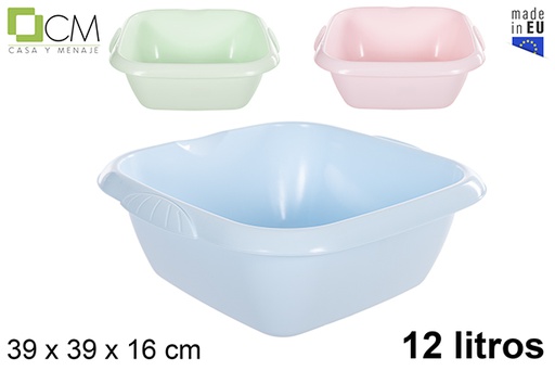 [112947] Bacia de plástico quadrata cores pastel 12 l.