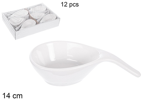 [110824] Cuenco cerámica blanca forma cucharón 14 cm