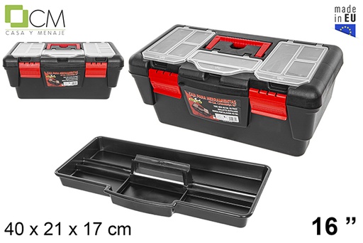 [111630] Plastic box tools with tray 40 cm 16&quot;