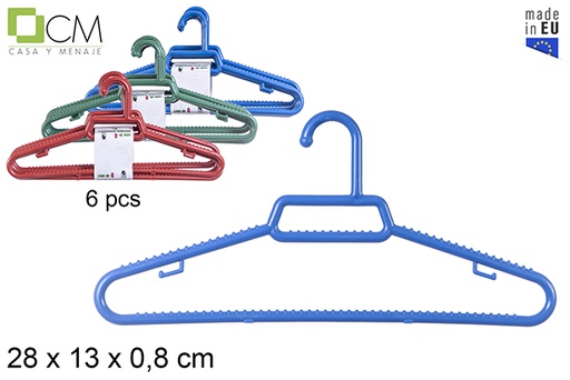 [112299] Pack of 6 plastic hangers infantile assorted colors