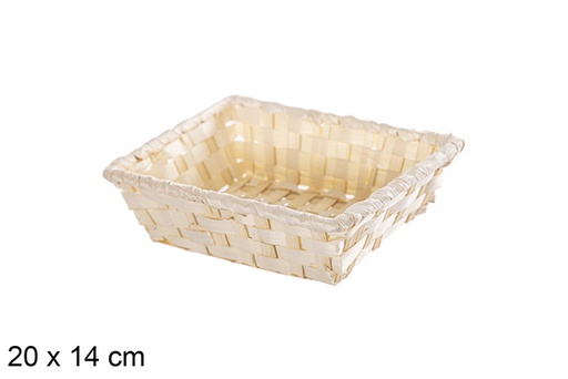 [112477] Cesto rettangolare in bambù colore naturale 20x14 cm