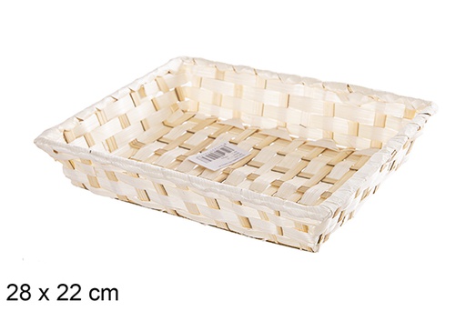 [112479] Cesta bambú rectangular natural 28x22 cm