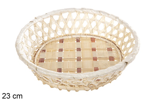 [112481] Panier rond en bambou naturel ajouré 23 cm