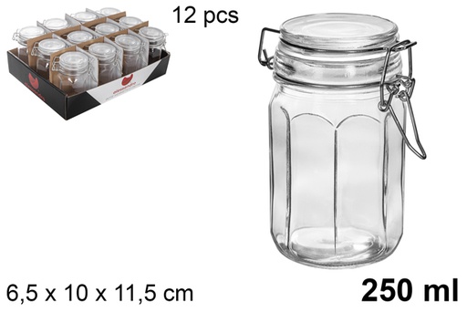 [113148] Airtight hexagonal glass jar white 250 ml