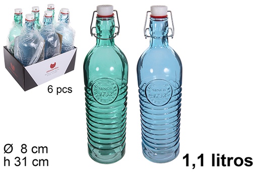 [113481] Botella cristal color tapón gaseosa 1,1 l.