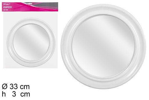 [113591] White round mirror 33 cm