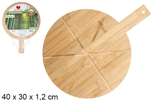 [114217] Planche en bambou avec poignée pour pizza 30 cm