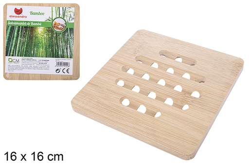 [114222] Dessous de plat carré en bambou 16x16 cm