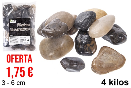 [114344] Piedra decorativa color surtido 3-6 cm (4 kg)