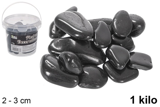 [114363] Pot avec pierres décoratives noires 2-3 cm (1 kg)