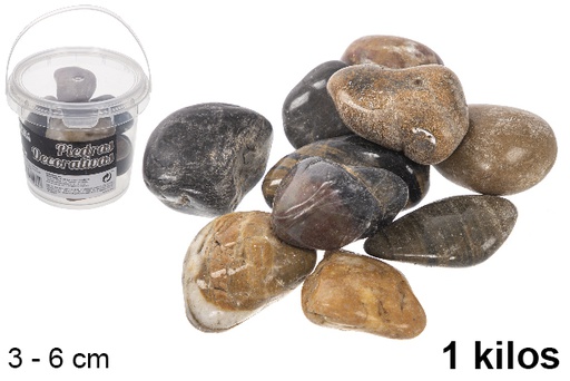 [114369] Pot avec pierres décorative couleur assortie 3-6 cm (1 kg)