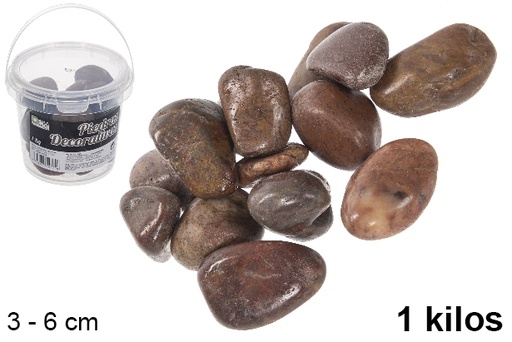 [114370] Barattolo con pietre decorative color cioccolato 3-6 cm (1 kg)