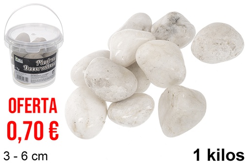 [114372] Barattolo con pietre decorative bianche 3-6 cm (1 kg)