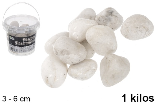 [114372] Pot avec pierres décoratives blanche 3-6 cm (1 kg)