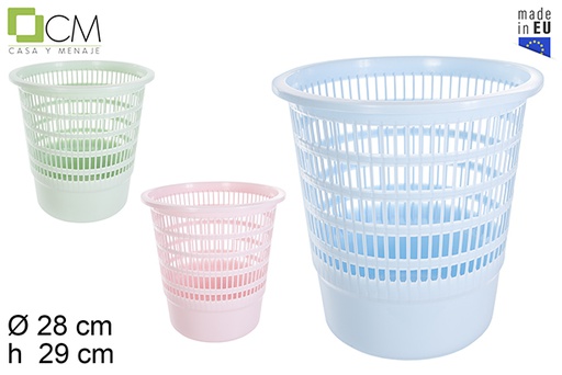 [114399] Round plastic paper bin pastel colors 12 l.