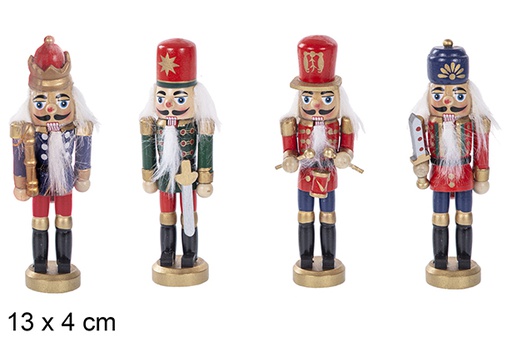 [114428] Colored wooden Christmas nutcracker assorted models 13 cm