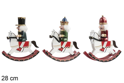 [114433] Nutcracker wooden horse assorted color 28 cm
