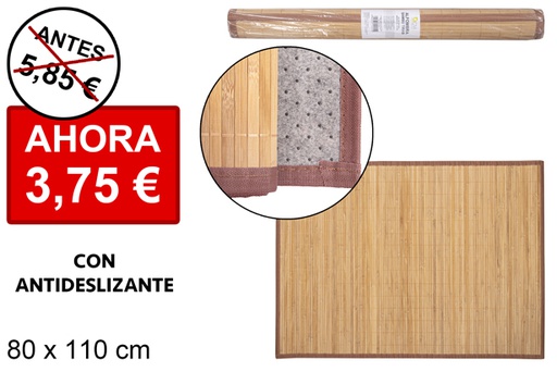 [114451] Natural laminated bamboo rug with border pp 80x110 cm