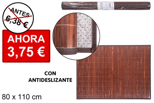 [114458] Alfombra bambú caoba tiras 11 mm borde PP 80x110 cm