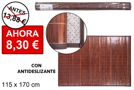 [114459] Esteira de bambu mogno laminado  11 mm borda PP 115x170 cm