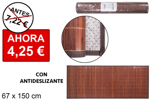 [114462] Esteira de bambu mogno laminado 11 mm borda PP 67x150 cm