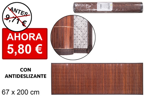 [114463] Tappeto in bambù laminato mogano 11 mm bordo PP 67x200 cm