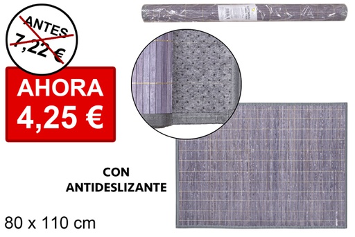 [114465] Tapete de bambu cinza laminado com borda PP 80x110 cm